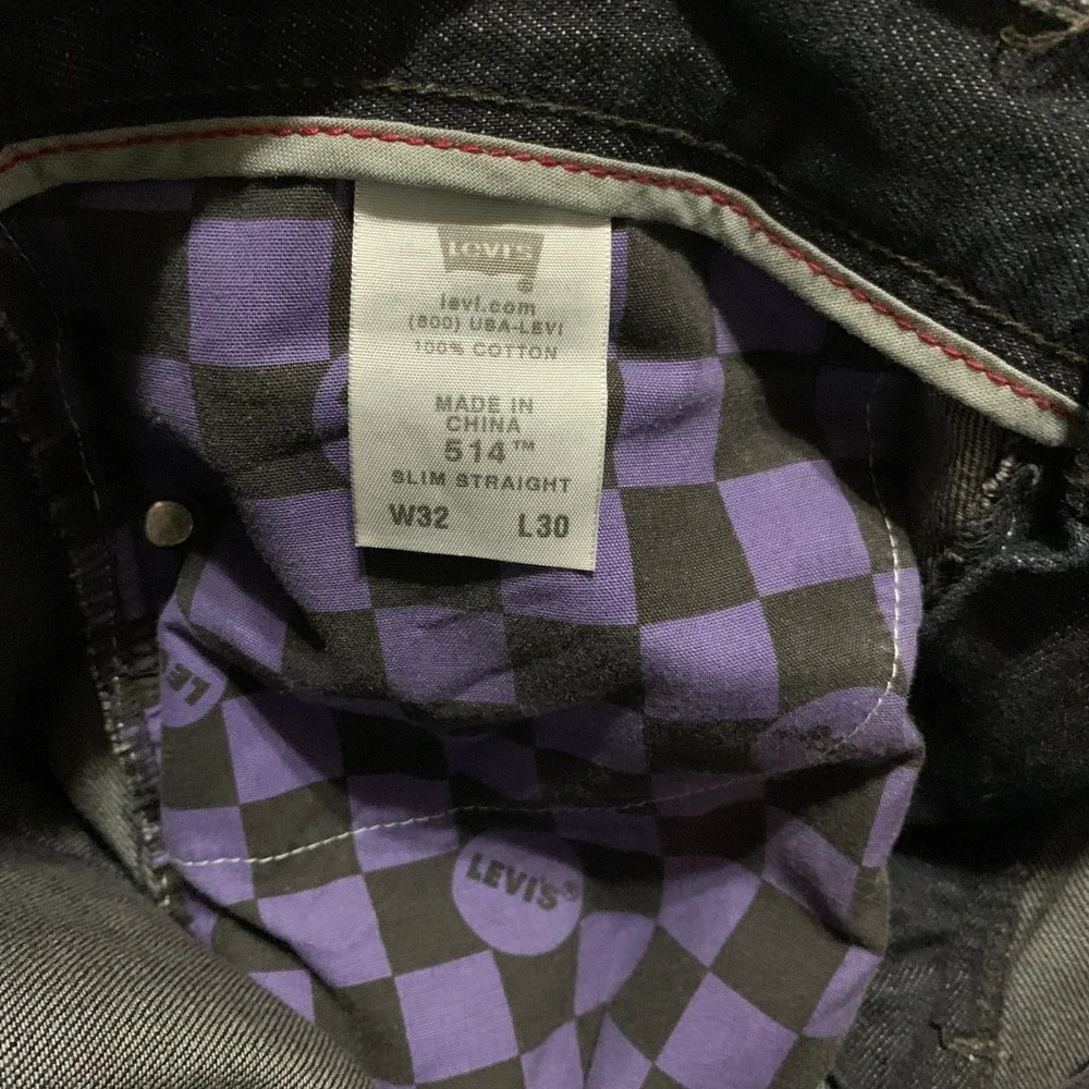 Levi's 514 Jeans Slim Straight Men's Black Denim Size 32x30‎